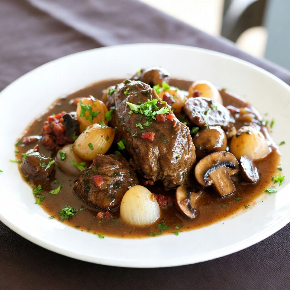 ภาพประกอบ Bœuf Bourguignon (Beef Bourguignon) สร้างด้วย AI